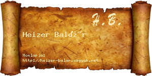 Heizer Balár névjegykártya